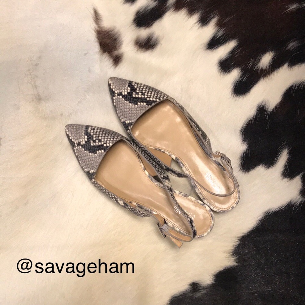 Mk Claudia Python-Embossed Slingback Flats - image 1